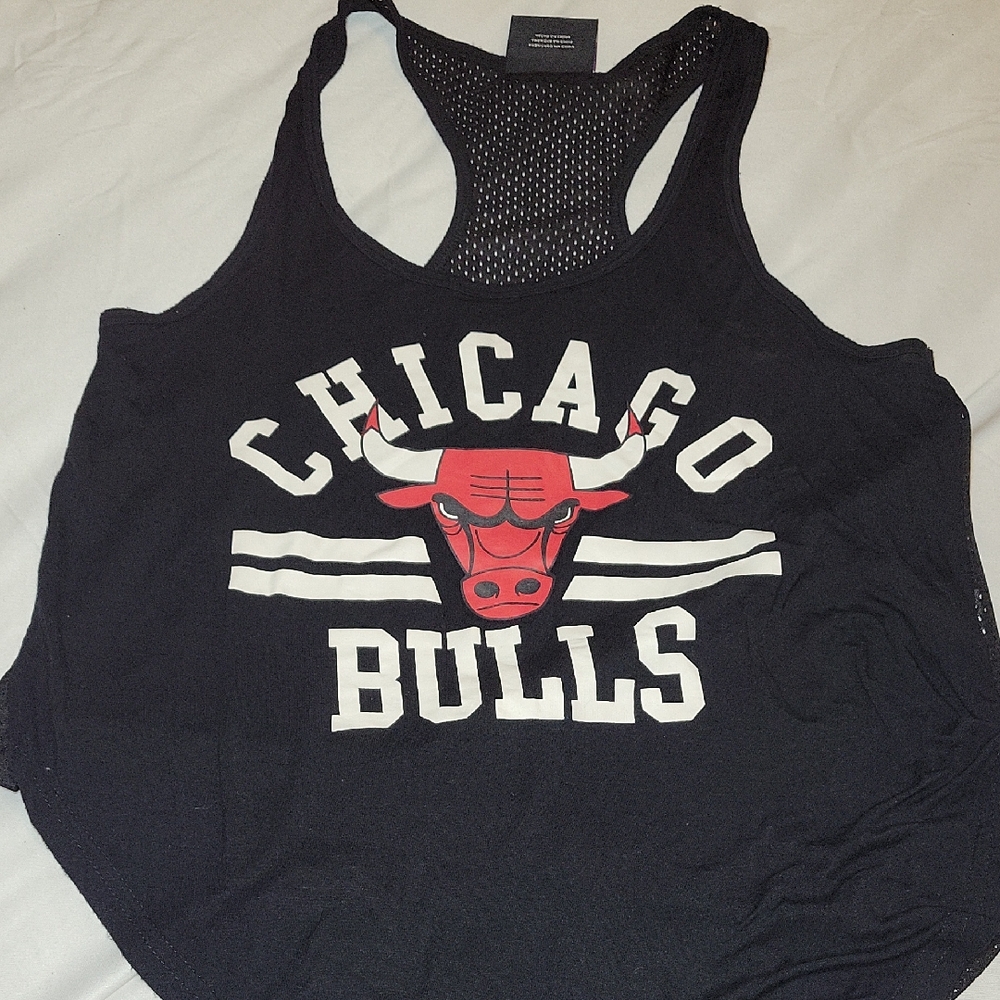NBA Chicago Bulls Black and Red Women's Tank Top